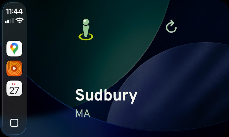 Hereish widget on CarPlay dashboard